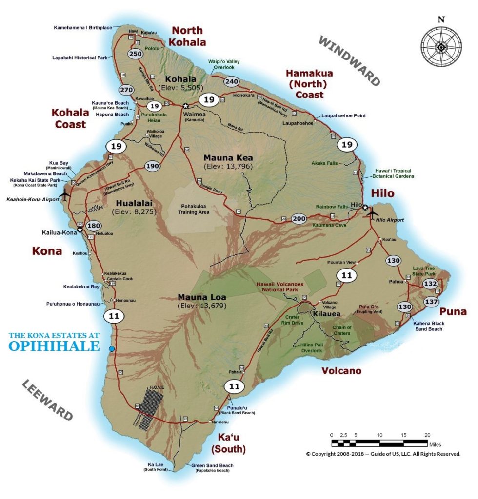 The Kona Estates at Opihihale big island map