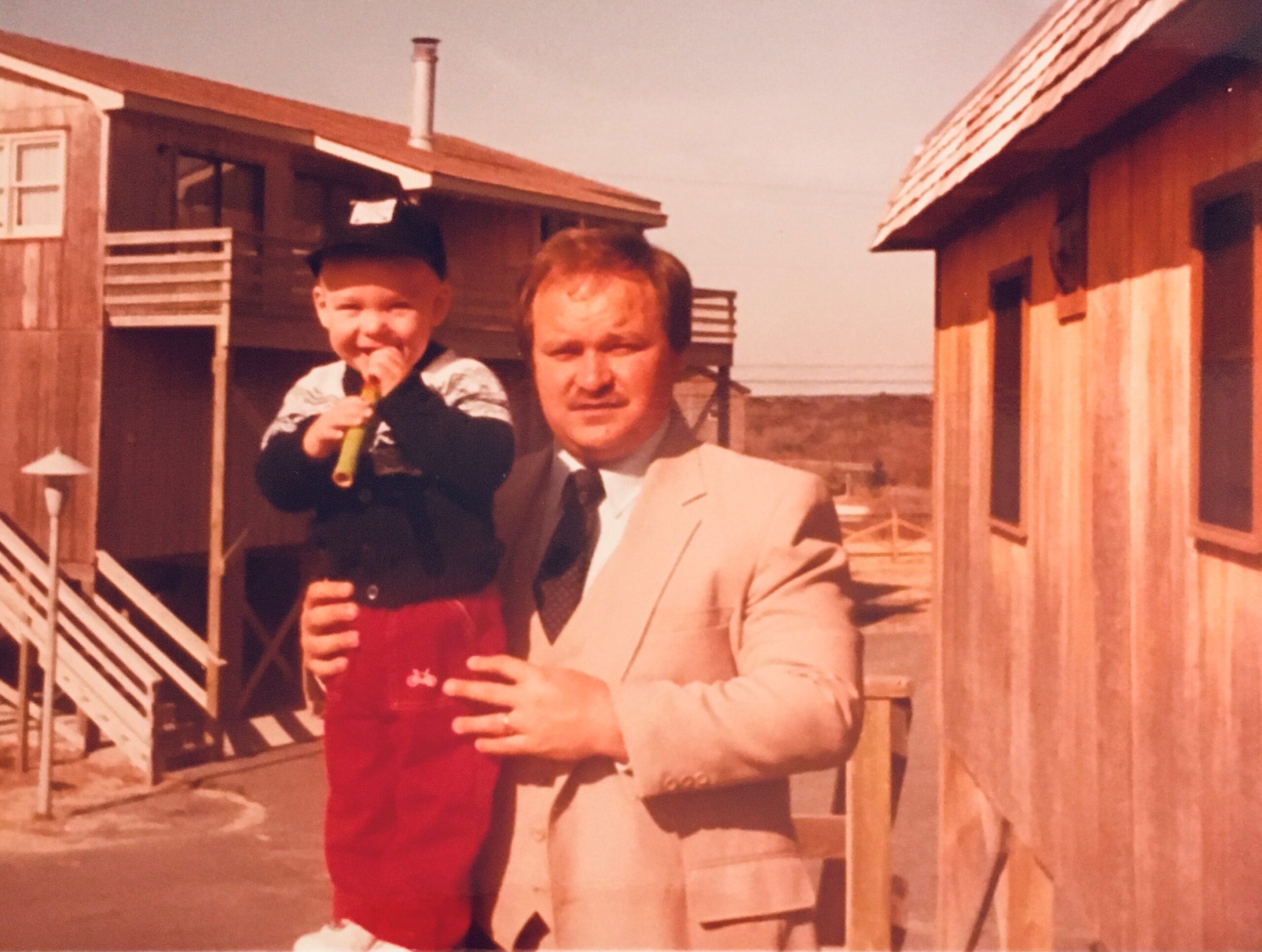 Andrew and Pete Rowland on-site at Ocean Villas I & II in Nags Head, NC, 1982.